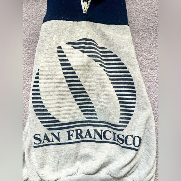 San Francisco Nautical Men's Zip-Up Sweater - Navy and Gray - Picture 2 of 8